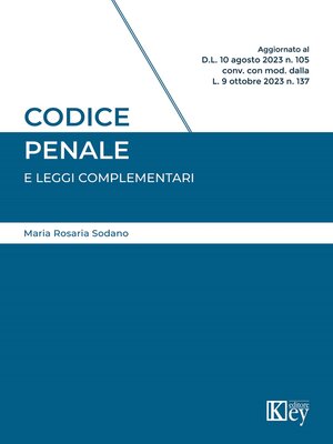 cover image of Codice penale e leggi complementari 2023